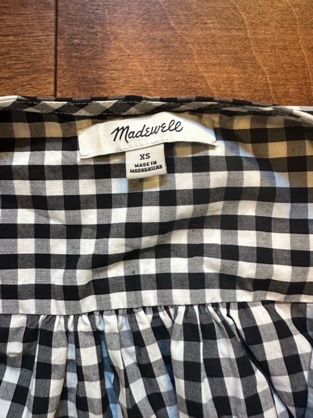 Madewell Black & White Gingham Tie-Front Blouse - Picture 2 of 5